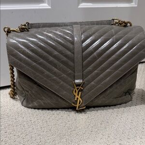 Sheepskin Matelasse Chevron Monogram Monochrome Medium College Bag